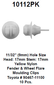 Wheel flare molding clips - 10112PK