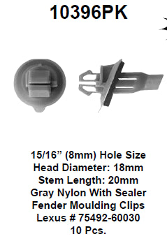 Fender molding clips - 10396PK