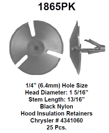 Hood insulation retainer - 1865PK