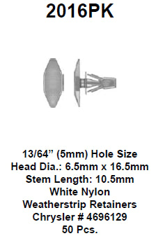 Weatherstrip retainer box:8198 - 2016PK