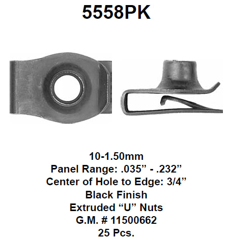 Extruded u-nuts 10mmx1,5 - 5558PK