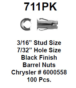 Barrel nut 3/16 stud. 7/32 hole (box:8186) - 711PK