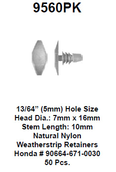 Weatherstrip retainer box:8198 - 9560PK