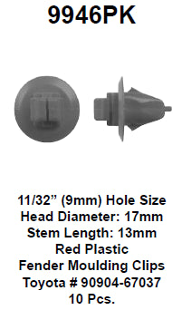 Fender molding clips - 9946PK
