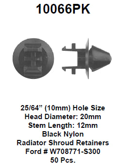 Radiator shroud retainer - 10066PK