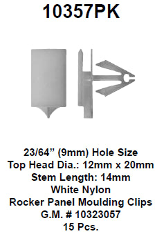 Rocker panel molding clips - 10357PK
