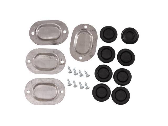 Floor Pan Drain Cover & Plug kit, 65-70 - 111-1K