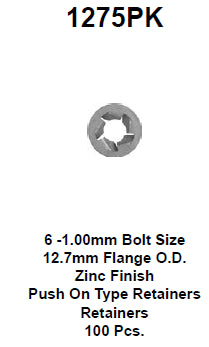 Push on retainer metric box:8195 - 1275PK