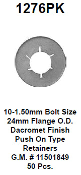Push on retainer metric box:8195 - 1276PK