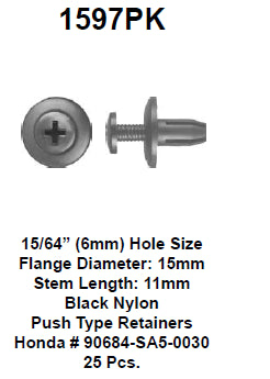 Push type retainer - 1597PK