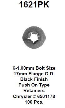 Push on retainer metric box:8195 - 1621PK