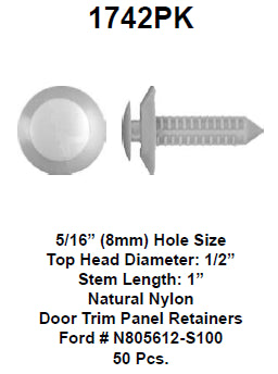 Door trim panel retainer - 1742PK
