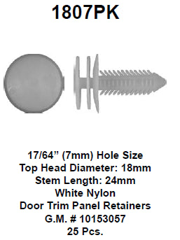 Door trim panel retainer - 1807PK