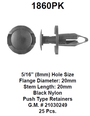 Push type retainer - 1860PK