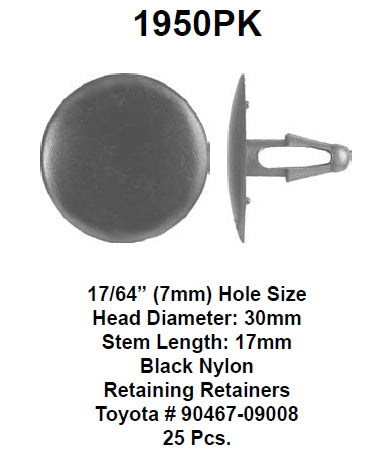 Hood insulation retainer - 1950PK