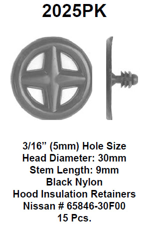Hood insulator retainer - 2025PK