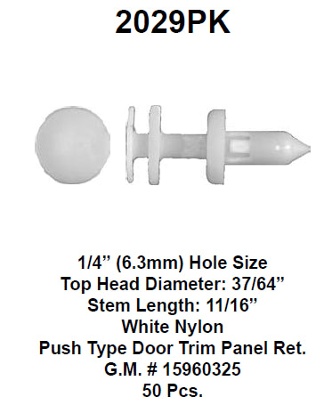Door trim panel retainer push type - 2029PK