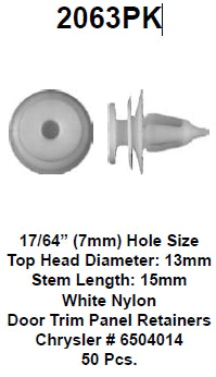 Door trim panel retainer - 2063PK