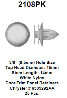 Door trim panel retainer - 2108PK