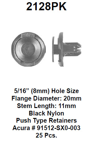 Push type retainer - 2128PK