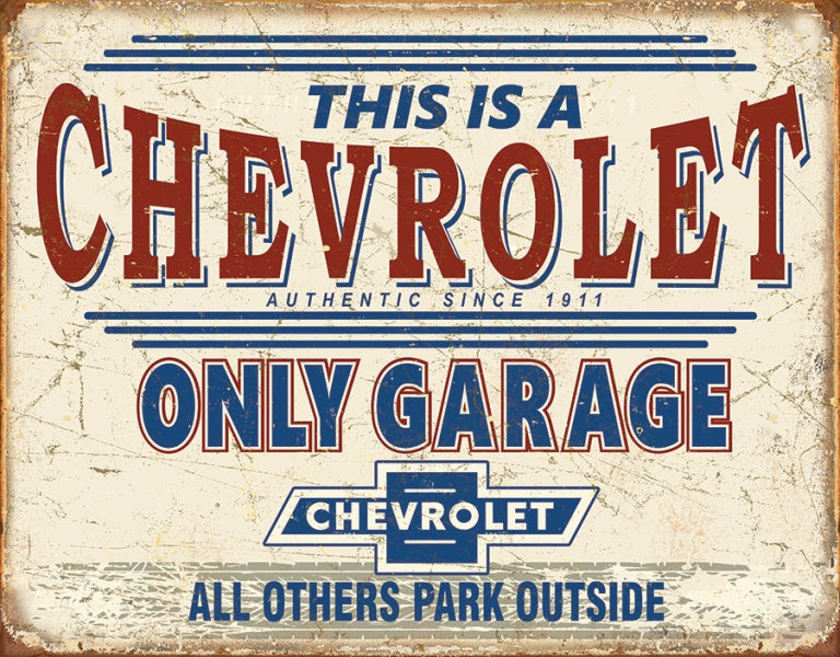 Metallskilt - Chevy only Garage (2200) - 22050