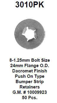 Push on retainer metric box:8195 - 3010PK