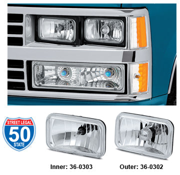 Headlamp L.Beam C/K 88-00 Gvan 92-95 U/Parklys - 36-0302