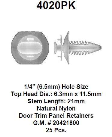 Door trim panel retainer GM/Chr. - 4020PK