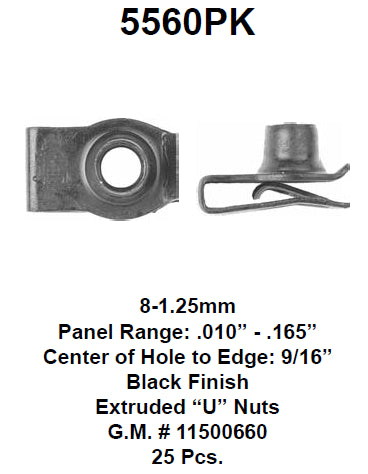 Nut Extruded-U 8-1,25 Screw size. 14,5 edge range - 5560PK