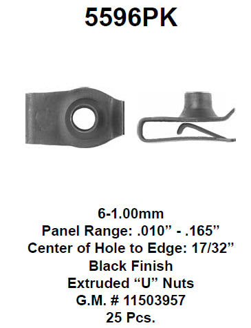 Extruded u-nuts 6-1.00mm  - 5596PK