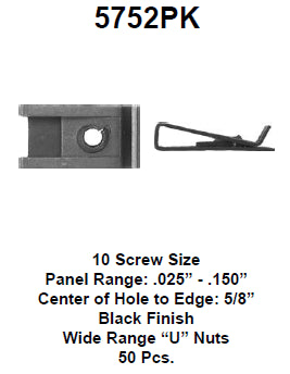 Nut speed type-U 4,8mm Screw size. 19/32 Edge rang - 5752PK