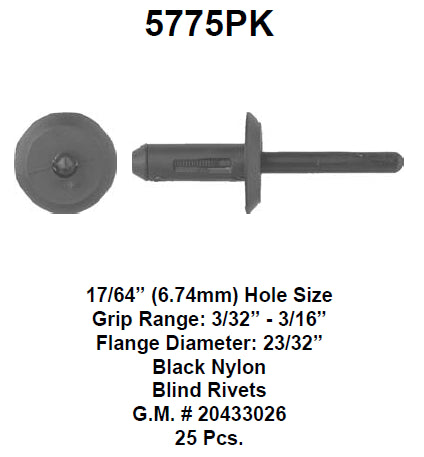 Blind rivet black nylon - 5775PK