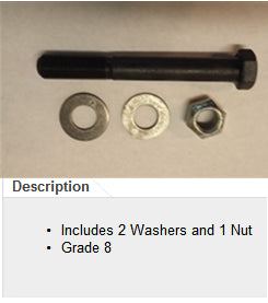 Leaf spring bolt w/washer and nut 5/8 x 4 1/2 - 5845