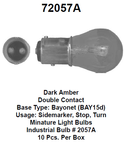 Bulb 27/7w 2-pr amber w/socket - 72057A