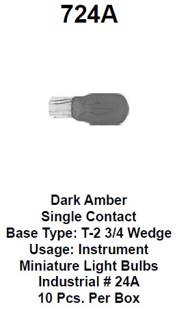 Bulb amber stikkpære 12 v  sidemarker - 724A