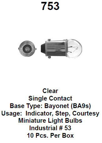 Bulb G-3 1/2 7/16in 1.73watts/1.amp - 753