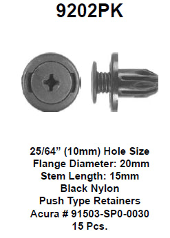 Push type retainer - 9202PK