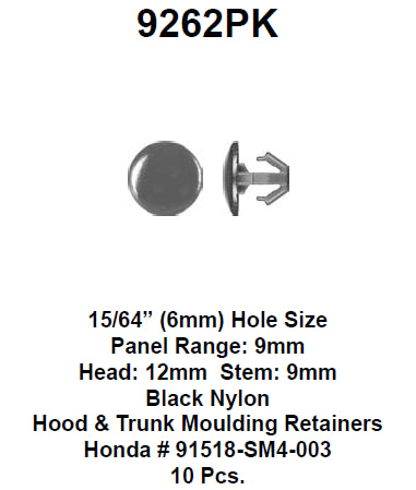 Hood & trunk molding retainer - 9262PK