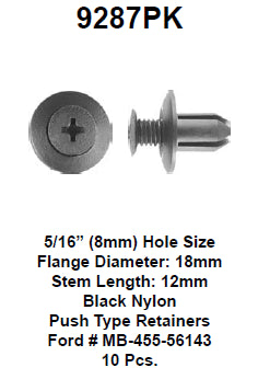 Push type retainer - 9287PK