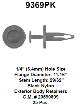 Push type retainer - 9369PK