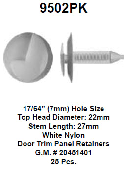 Door trim panel retainer - 9502PK