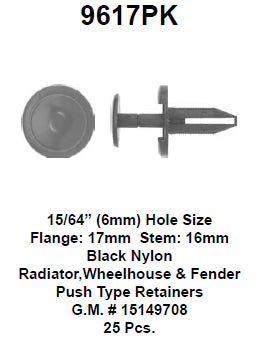 Push type retainer - 9617PK