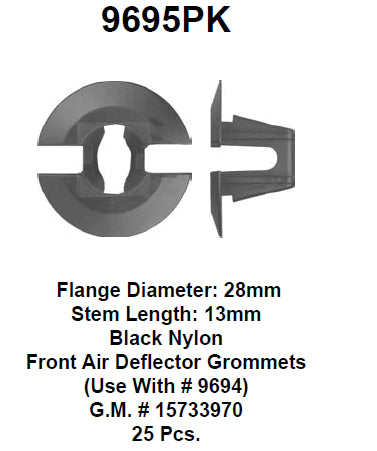 Nut retainer front air deflector - 9695PK