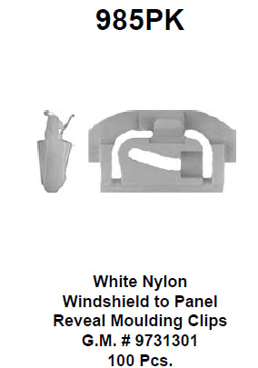Clips vinduslist gm 9731301 - 985PK