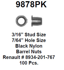 Barrel nut nylon  3/16 stud 17/64 hole (box:8186) - 9878PK