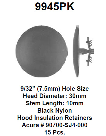 Hood insulation retainer - 9945PK