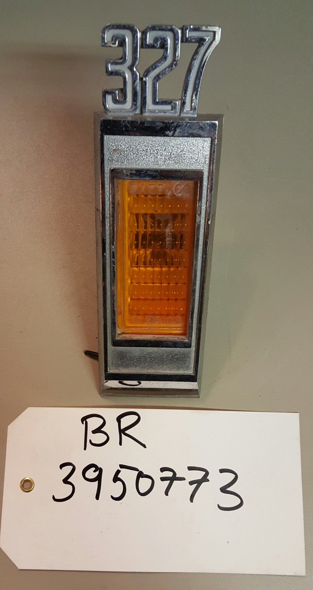 1969 Imp. Bezel Marker Light 327 Badge Emblem/Lens - BR3950773