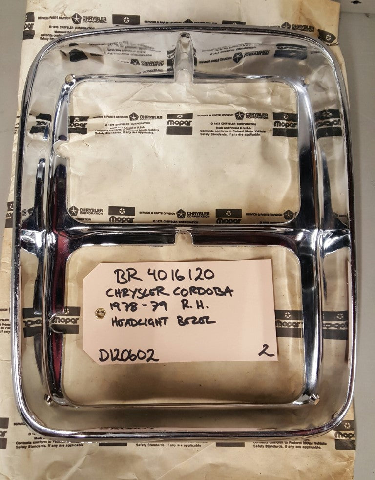 1978-79 Chrysler Cordoba Headlight Bezel RH - BR4016120