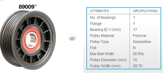 Idler pulley  gm/ford (231086) - DAY89009
