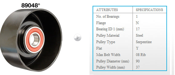 Idler pulley 7,3td 95- (smooth) - DAY89048